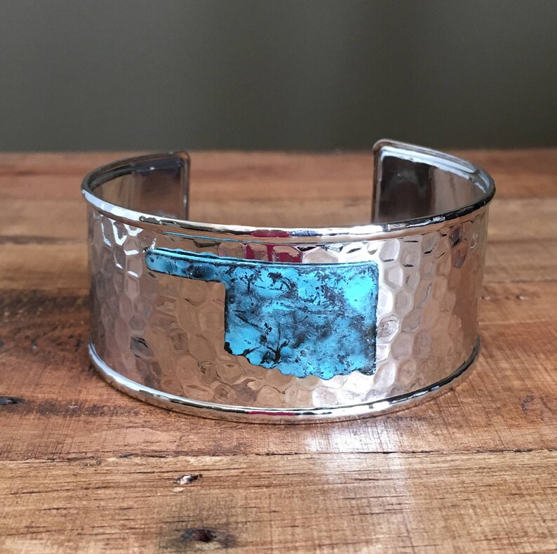 Stainless Steel Womens Ladies Bracelet Oklahoma Silver Turquoise Cuff Bracelet
