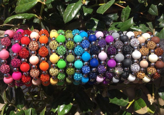 Shamballa Silicone Bracelet-Many Colors-Silver or Gold Spacers-Personalized  Womens Ladies Bracelet