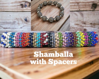 Shamballa Bead Bracelet with Spacers - Many Colors - Elastic Gold or Silver- Bracelet for Women Ladies Bracelet