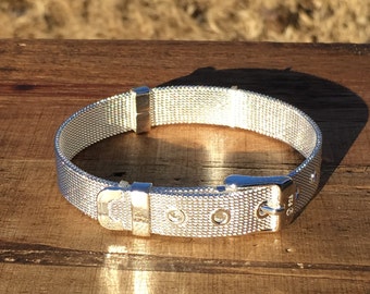 Silver Buckle Bracelet-Silver Stainless Steel- Womens Ladies Bracelet