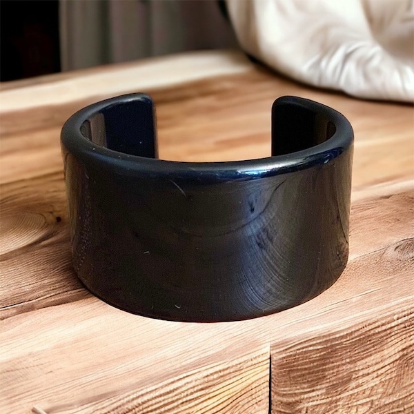 Black Acrylic Cuff - Retro Vintage Acrylic Bracelet Vintage Jewelry - Women Bracelet