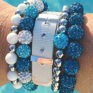 Turquoise Shamballa Beaded Bracelet 10mm beads Womens Ladies Bracelet image 2
