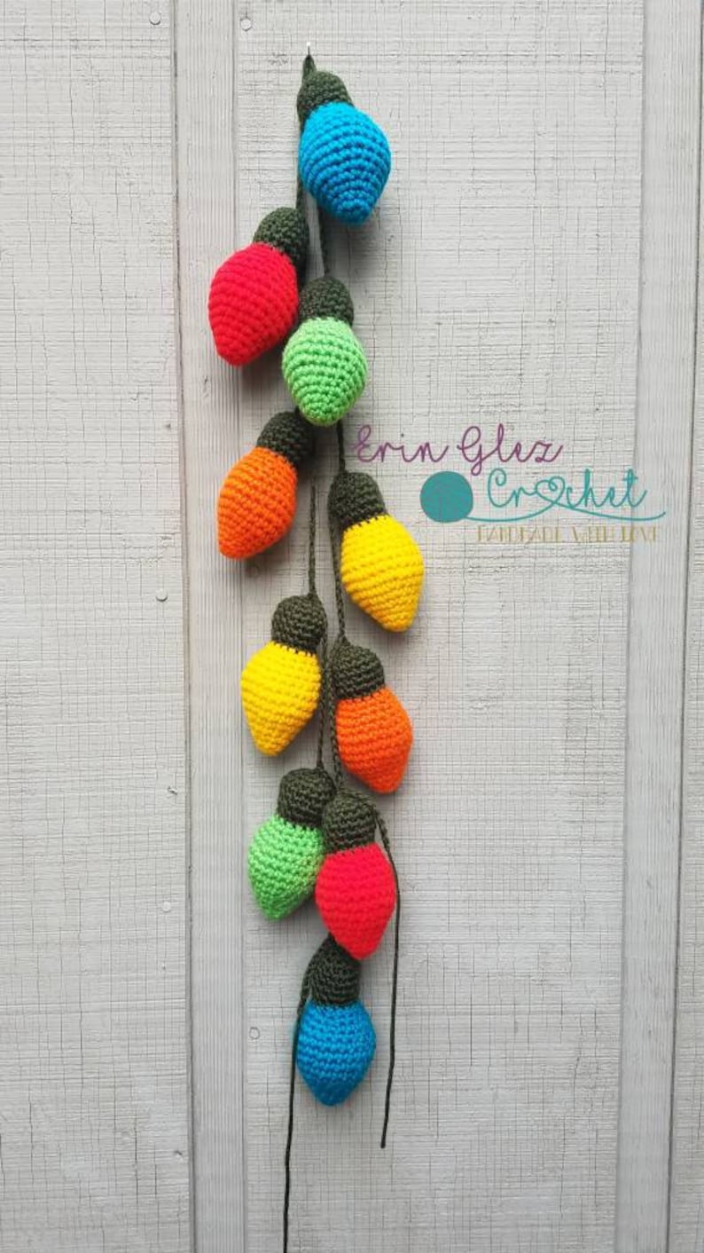 Crocheted Christmas Lights Garland Ready to Ship Etsy