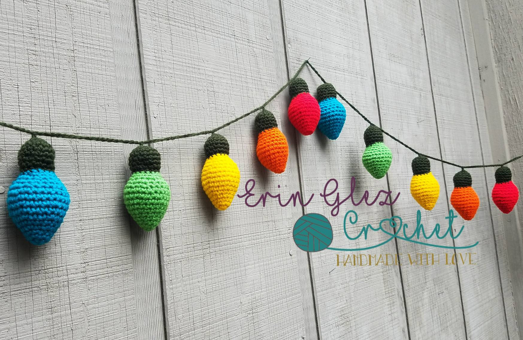 Crocheted Christmas Lights Garland - Ready to Ship
