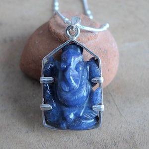 Lapis Lazuli Ganesh Pendant from India | Hindu Amulet