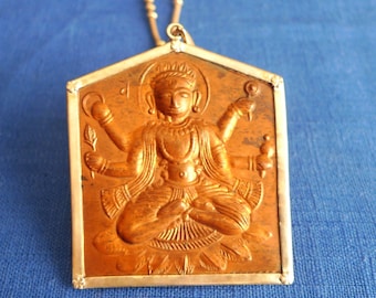 Gayatri Pendant from India | Hindu Amulet | Temple Jewelry