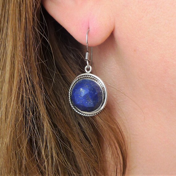 Nepali Lapis Lazuli Earrings | Ethnic Silver Earr… - image 5