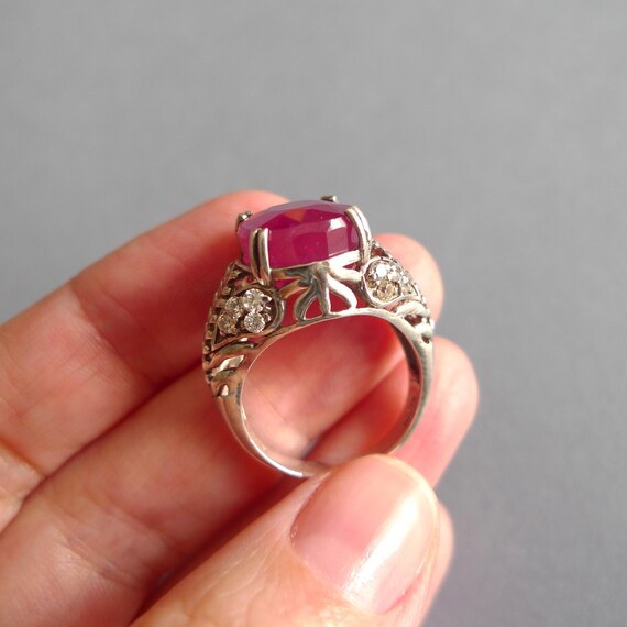Indian Ruby Ring: 925 Sterling Silver, Size 7 - image 3