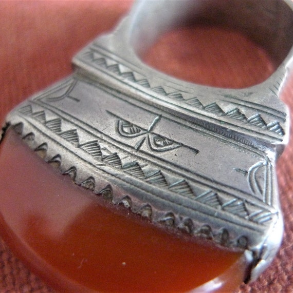 Tuareg Ring | Tribal Ring | Silver Ring with Carn… - image 3