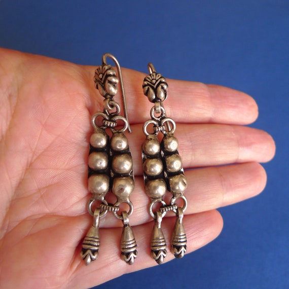 Silver Earrings from India | Tribal design - image 3
