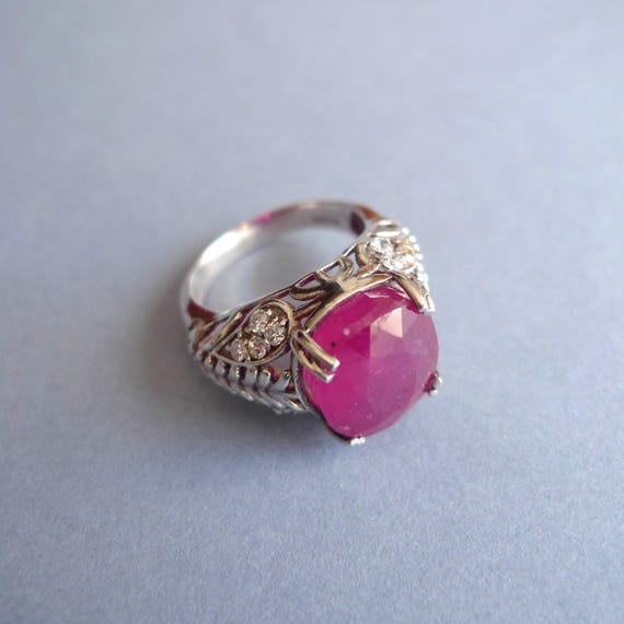 Indian Ruby Ring: 925 Sterling Silver, Size 7 - image 1