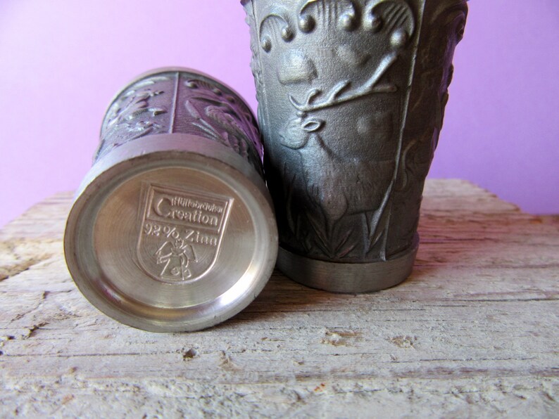 Pair of vintage german pewter shot glasses Etsy