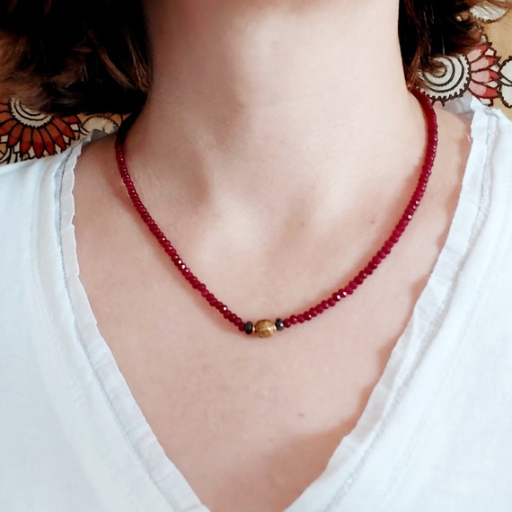Beautiful Ruby Necklace with Two Sapphires and a … - image 1