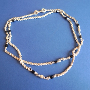 Traditional Tamil Silver Chain with Black Beads