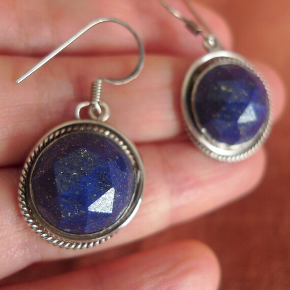 Nepali Lapis Lazuli Earrings | Ethnic Silver Earr… - image 4