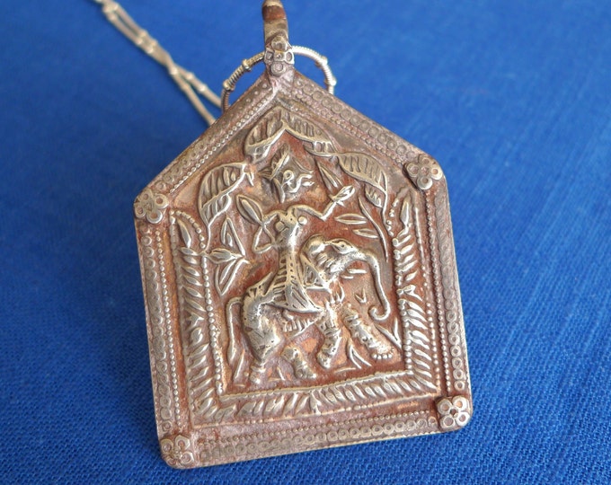 Antique Pendant From India Hindu God Indra Hindu Amulet Indian Pendant
