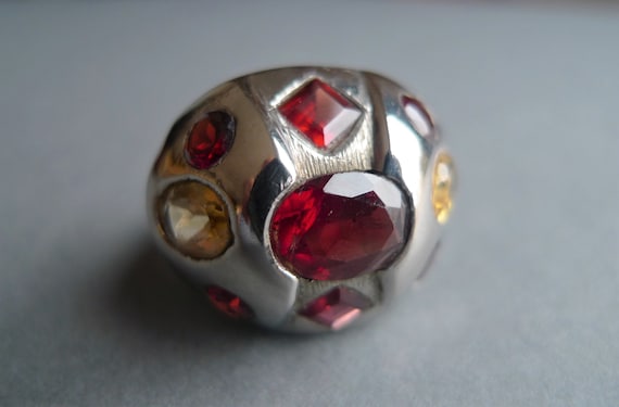 Garnet and topaz India ring