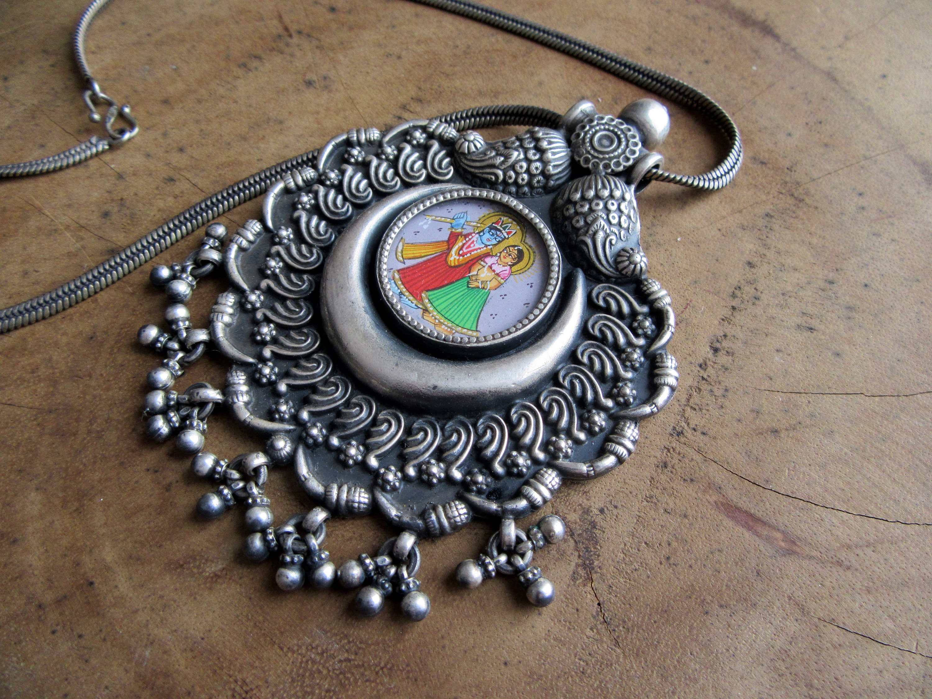 Astounding Radha Krishna silver pendant from India Etsy