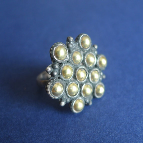 Silver Gold Foiled Ring from India | Tribal Ring - image 1