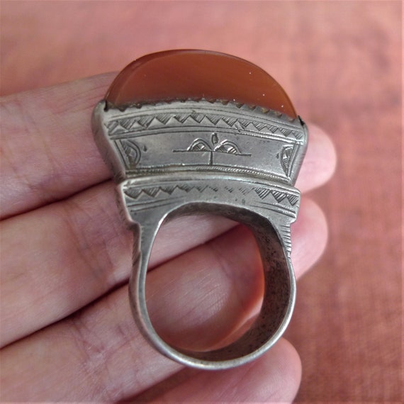 Tuareg Ring | Tribal Ring | Silver Ring with Carn… - image 1