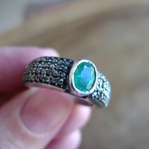 Elegant Marcasite and Emerald Ring| India Emerald Ring