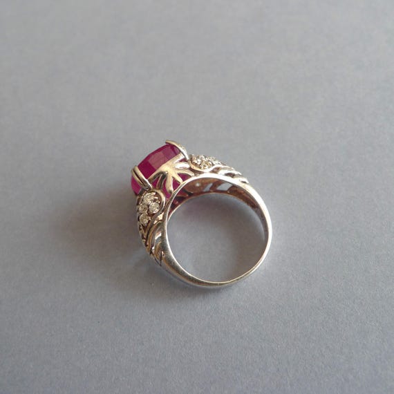 Indian Ruby Ring: 925 Sterling Silver, Size 7 - image 2