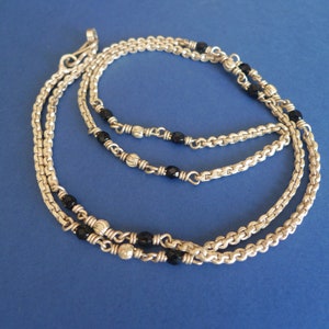 Traditional Silver and Black Onyx Chain from India