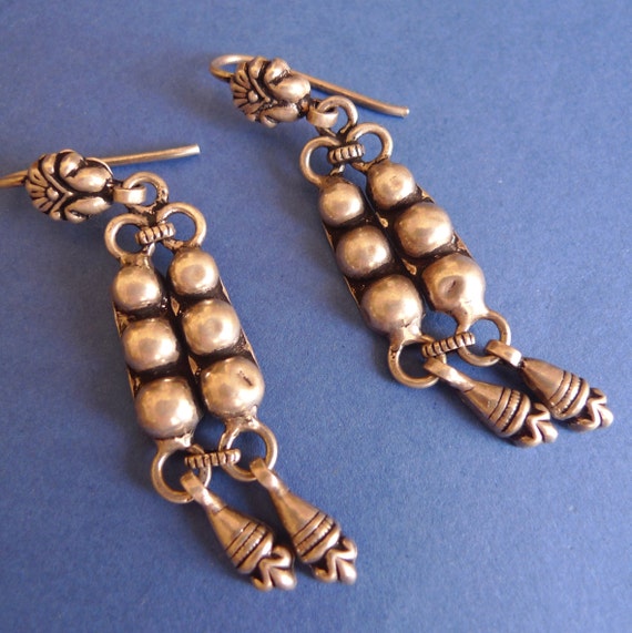 Silver Earrings from India | Tribal design - image 2