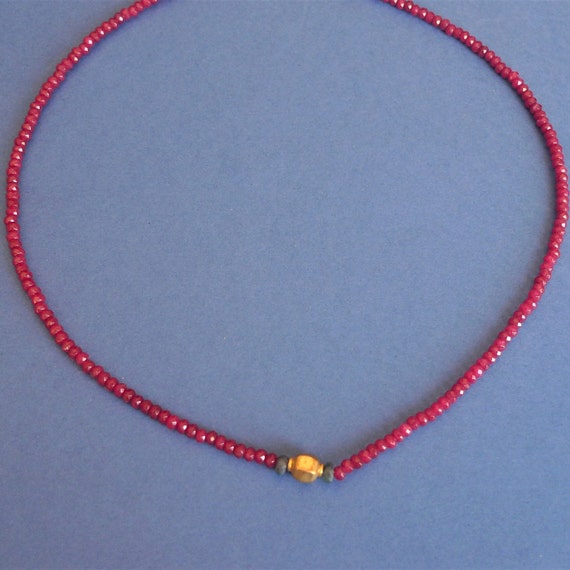 Beautiful Ruby Necklace with Two Sapphires and a … - image 2