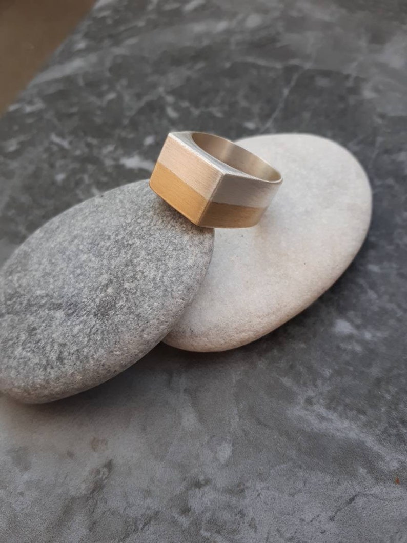 Sterling Silver and Brass Ring Mixed Metals Unisex Etsy