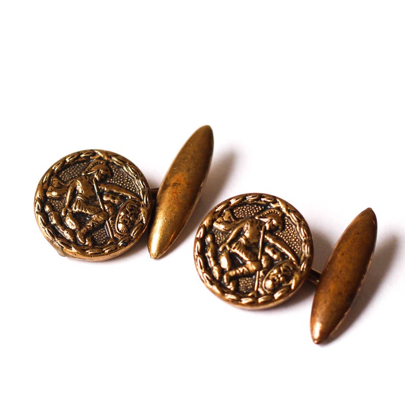 Greek Hellenic era replica coin cufflink gold vintage cufflinks Christmas Holiday