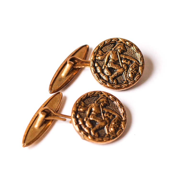 Greek Hellenic era replica coin cufflink gold vintage cufflinks Christmas Holiday