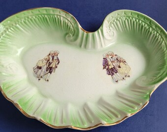 Antique American SEVRES dish  Colonial couples