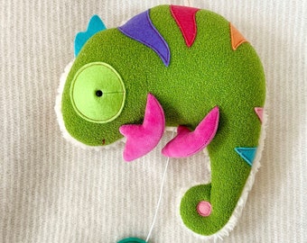 Chameleon baby toy - soft stuffed animal, birth gift, baptism gift