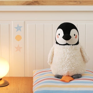 Penguin musical baby toy stuffed animal, newborn gift, baptism gift image 1