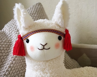 Stuffed animal llama -  alpaca with tassels