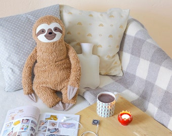 Sloth hot-water bottle cover - soft stuffed animal, warming