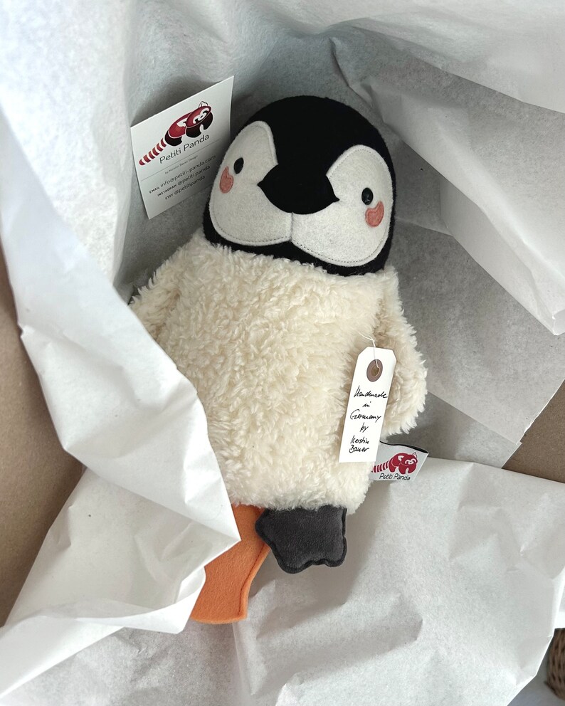 Penguin musical baby toy stuffed animal, newborn gift, baptism gift image 8