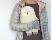 Owl snowy owl cuddly toy handmade, cotton plush white, hand-embroidered, gift birth children adults, plush toy, lovingly crafted