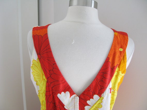 60's Hawaii Trapeze  Maxi   Dress // Orange- Red … - image 7