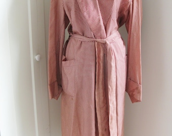 1950's/ 1960's  Rayon Foulard  Print  Robe //Vintage Wrap Front Shawl Collar Full Length Sash Waist // by Royal Robes // Size M/L
