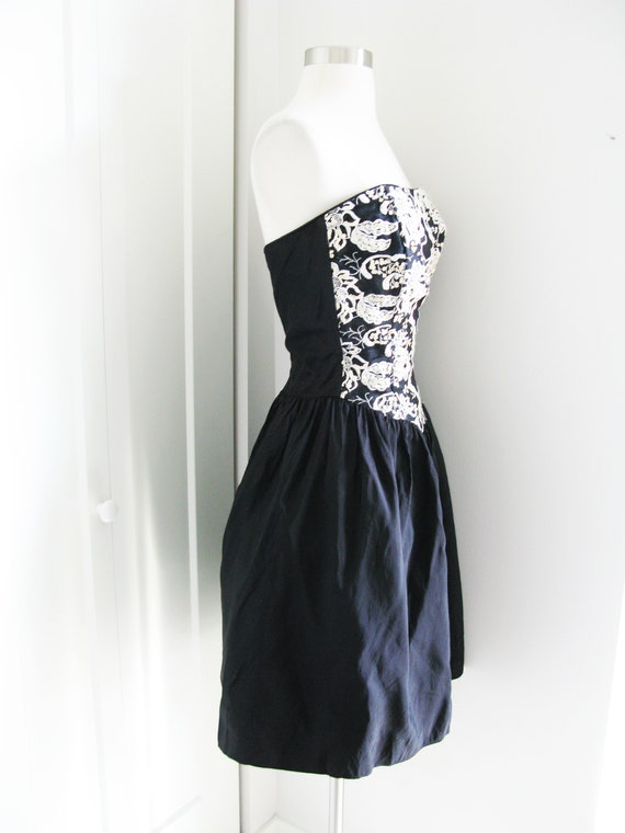 GUNNE SAX Dress 1980's Black With Floral  Sequins… - image 4