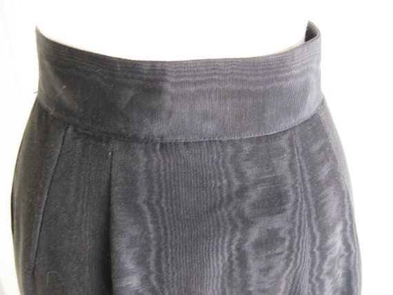 1970's Black Moire  Taffeta  A Line Maxi  Skirt /… - image 7