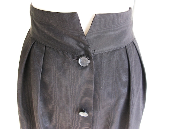 1970's Black Moire  Taffeta  A Line Maxi  Skirt /… - image 1