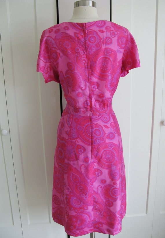 Hot Pink Paisley Silk Dress// Vintage 1950's Shea… - image 6