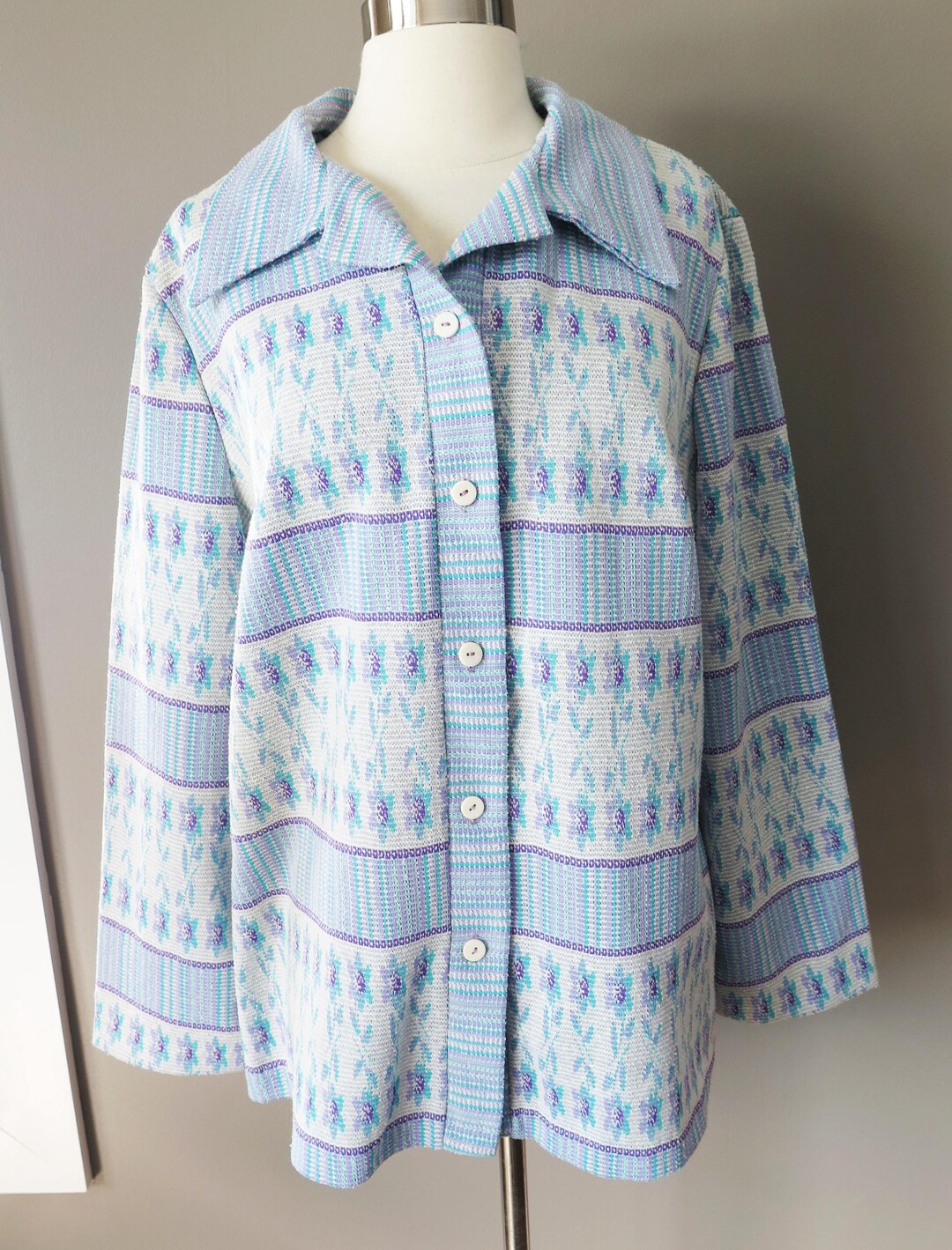 1970's Floral Leisure Suit Blazer //vintage 70's Polyester Jacket ...