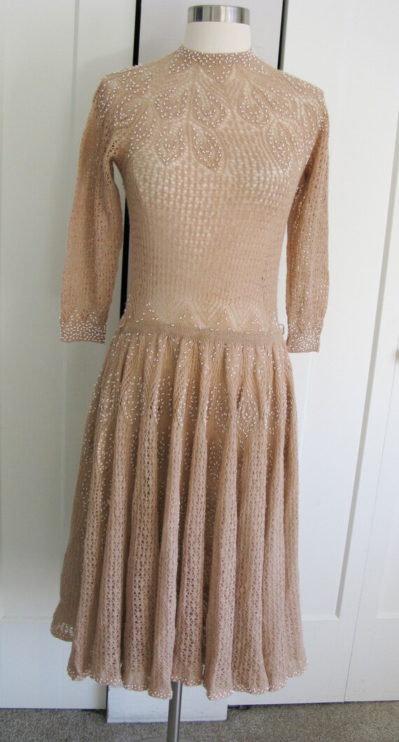 Vintage 1930's /1940's Crochet - Knit Hand Beaded