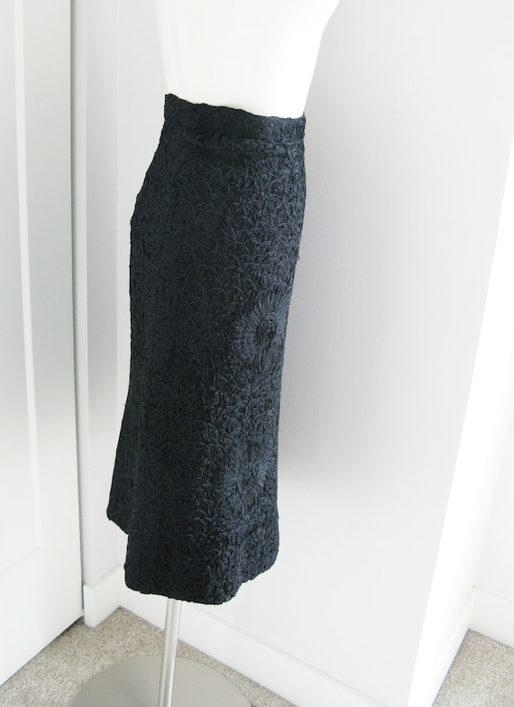 50's Ribbon Knit Pencil  Skirt //Vintage 50's Bla… - image 3