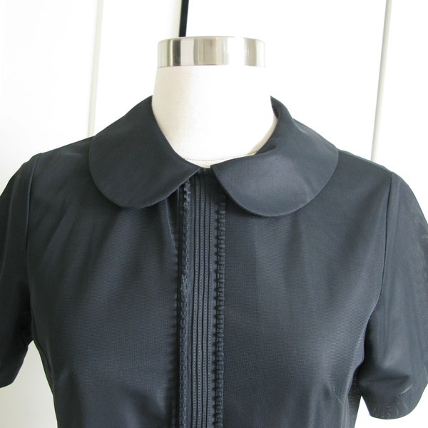 Vintage Lunch Lady  Dress 1960's /1970's // Black  Jersey  Uniform Dress //Size Medium