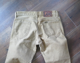 Pantalones vaqueros de mezclilla de algodón color marrón caqui LEE Riders // Estilo vintage de los 90 // 31" x 33"